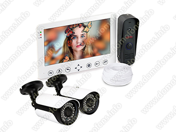 Комплект видеодомофон HDcom W715 и две уличные антивандальные камеры KDM-6215G